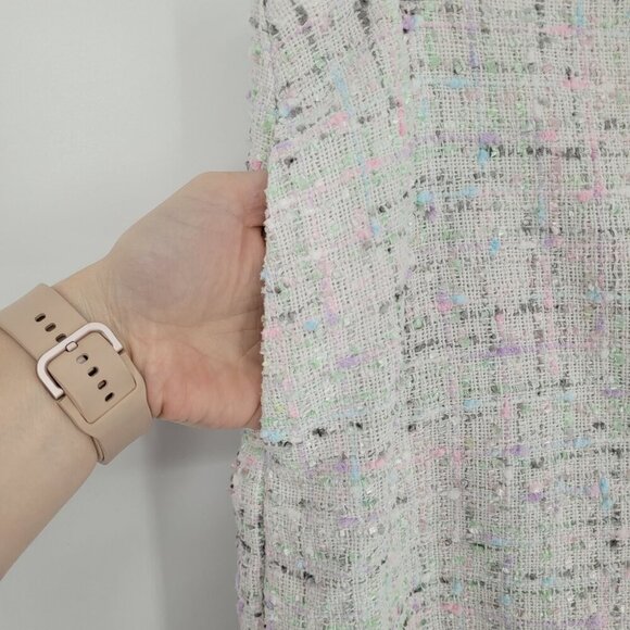 Elle womens 14 white pastel pink blue speckled knit tweed pencil mini skirt - Picture 2 of 9